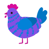 A blurple and sapphire chicken with a bar pattern