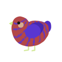 Raspberry Treat, a red and indigo chicken with a bar pattern