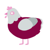 A maroon and silver chicken with a head pattern