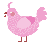 A pink chicken with a lace pattern