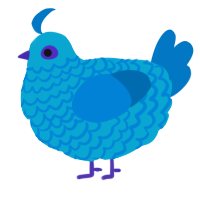 A cerulean and sapphire chicken with a lace pattern