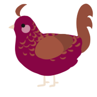 A maroon and russet chicken with a half-lace pattern