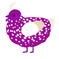 A plum and cream chicken with a speckle pattern