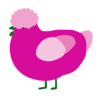 A fuchsia and pink chicken