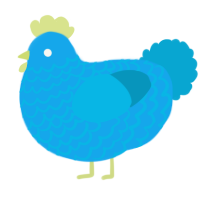 A sky and cerulean chicken with a lace pattern
