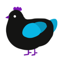 A black and cerulean chicken