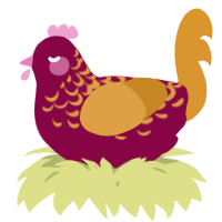 A maroon and orange chicken with a half-lace pattern