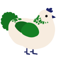 A cream and leaf chicken with a neck-speckle pattern
