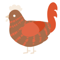 A brown and vermilion chicken with a bar pattern