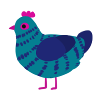 A sea and navy chicken with a bar pattern