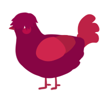 A maroon and crimson chicken