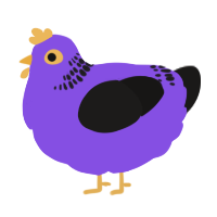 A blurple and sable chicken with a neck-band pattern