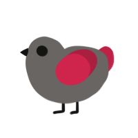 little red, a grey and crimson chicken