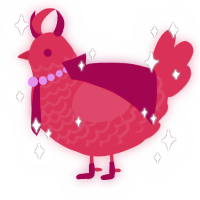 A crimson chicken with a lace pattern