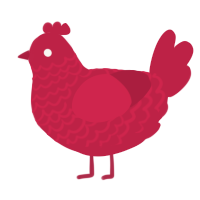 A crimson chicken with a lace pattern
