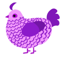 A lavender and violet chicken with a lace pattern