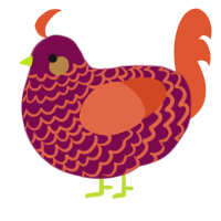 A wine and vermilion chicken with a lace pattern