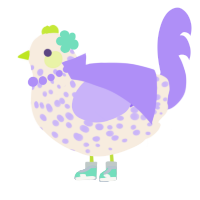 A cream and lilac chicken with a speckle pattern