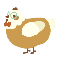 A gold and white chicken with a head pattern