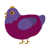 A wine and overcast chicken with a head pattern