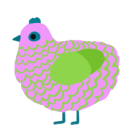 A lavender and grass chicken with a lace pattern