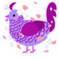 A lilac and plum chicken with a lace pattern