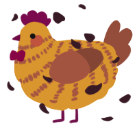 A orange and russet chicken with a bar pattern