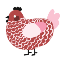 A red and rose chicken with a lace pattern