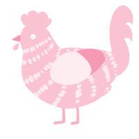 A rose chicken with a bar pattern