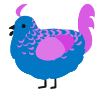 A sapphire and orchid chicken with a half-lace pattern