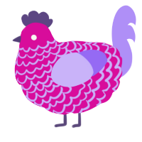 A fuchsia and lilac chicken with a lace pattern
