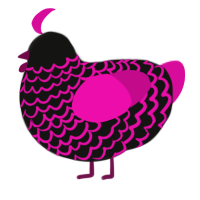 A black and fuchsia chicken with a lace pattern