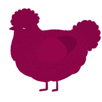 A maroon chicken with a double-lace pattern