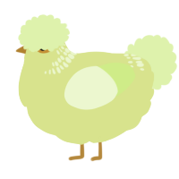 A lemon and apple chicken with a neck-band pattern