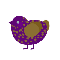 A plum and orange chicken with a speckle pattern