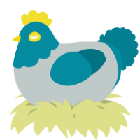 A silver and sea chicken with a head pattern