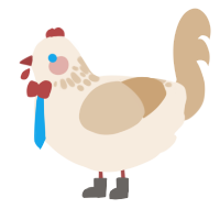 A cream and beige chicken with a neck-speckle pattern