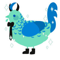 A mint and sapphire chicken with a half-lace pattern