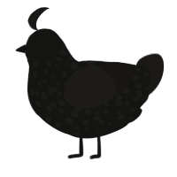 A black and sable chicken with a speckle pattern