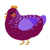 A wine and blurple chicken with a half-lace pattern