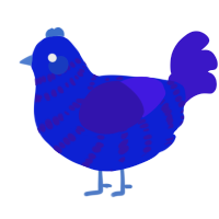 A yellow and lime chicken with a bar pattern
