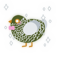 A olive and mist chicken with a lace pattern