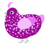 A plum and lavender chicken with a speckle pattern