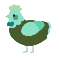 A olive and mint chicken with a head pattern