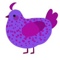 A blurple and plum chicken with a speckle pattern