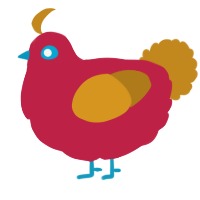 A crimson and ochre chicken