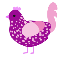 A plum and pink chicken with a speckle pattern