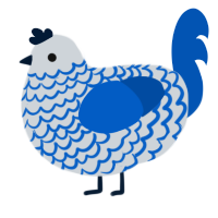 A mist and ultramarine chicken with a lace pattern