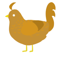 A gold and ochre chicken with a half-lace pattern