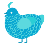 A cerulean and aqua chicken with a lace pattern